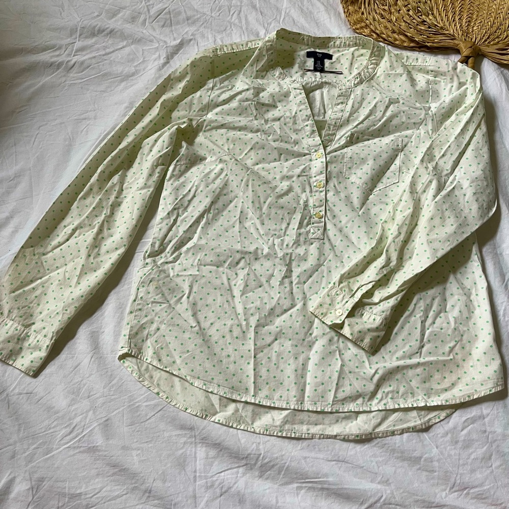 Gap Blouse White with Polka Dots